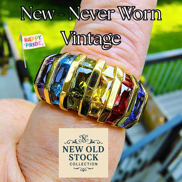 Rainbow CZ Eternity Ring | Pride Month Jewelry - Picture 1 of 11